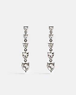 Silver embellished drop earrings