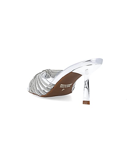 360 degree animation of product Silver embellished heeled mule shoes frame-7
