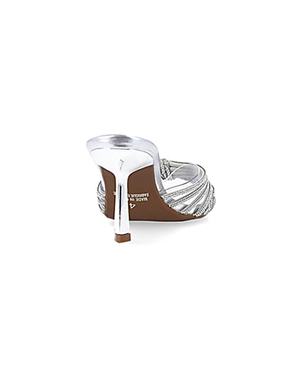 360 degree animation of product Silver embellished heeled mule shoes frame-10