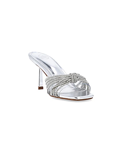 360 degree animation of product Silver embellished heeled mule shoes frame-19