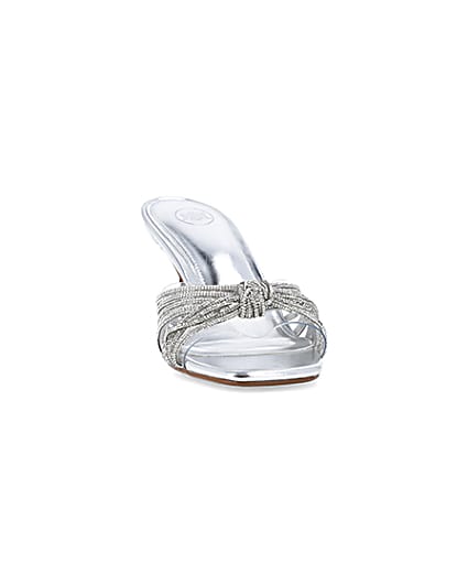 360 degree animation of product Silver embellished heeled mule shoes frame-20