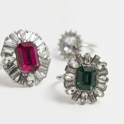 Silver embellished ring multipack River Island