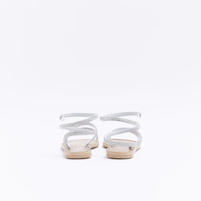 Silver embellished sandals River Island