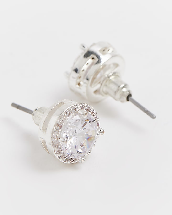 Silver embellished stud earrings