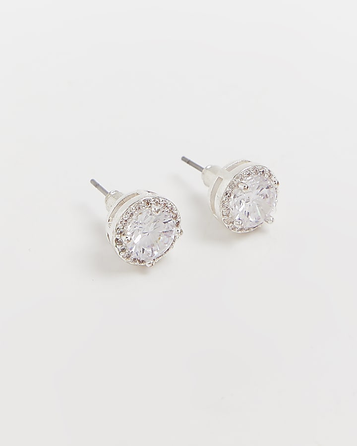 Silver embellished stud earrings