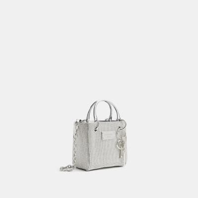 Silver embellished tote bag