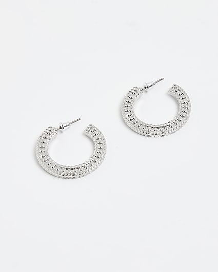 Silver engraved hoop earrings