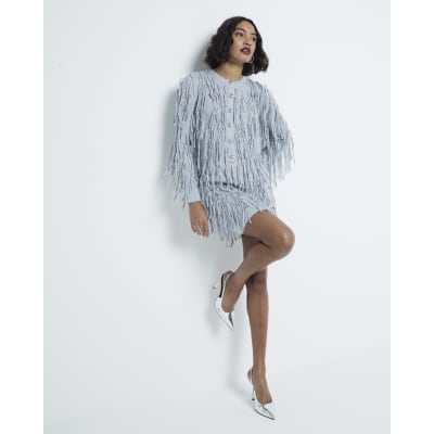 Silver Fringe Mini Skirt