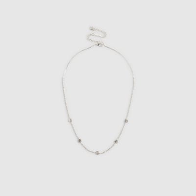 Silver Heart Diamond Simulant Tennis Necklace