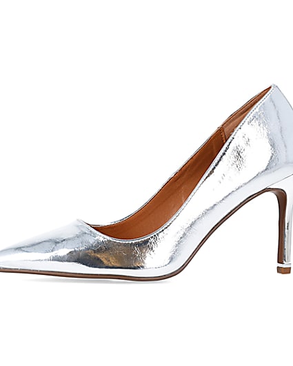 360 degree animation of product Silver heeled court shoes frame-2