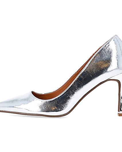 360 degree animation of product Silver heeled court shoes frame-3
