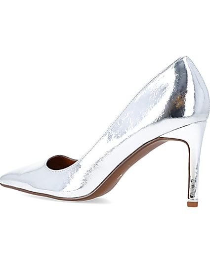 360 degree animation of product Silver heeled court shoes frame-5