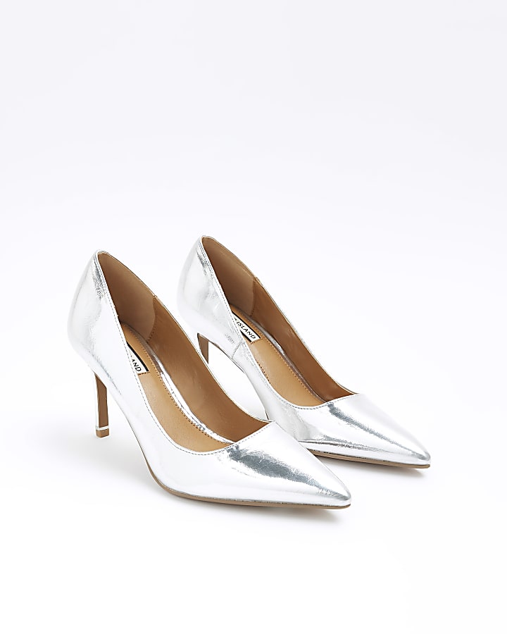 Silver heeled court shoes