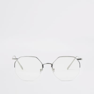 Silver hexagon clear glasses | River Island