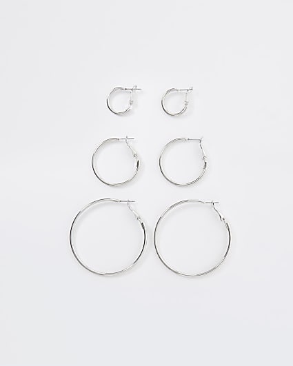 Silver hoop earrings multipack