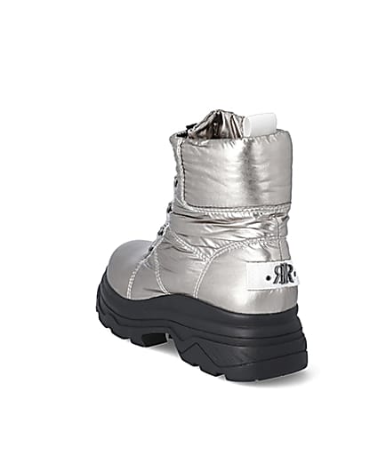 360 degree animation of product Silver lace-up chunky moon boots frame-7