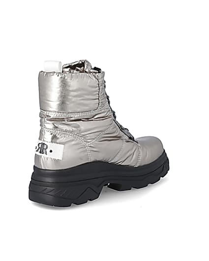 360 degree animation of product Silver lace-up chunky moon boots frame-12