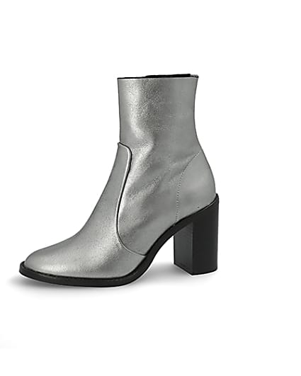 360 degree animation of product Silver leather sock boot frame-2