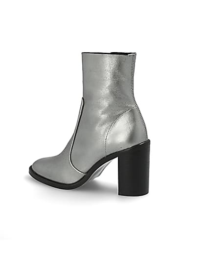 360 degree animation of product Silver leather sock boot frame-5