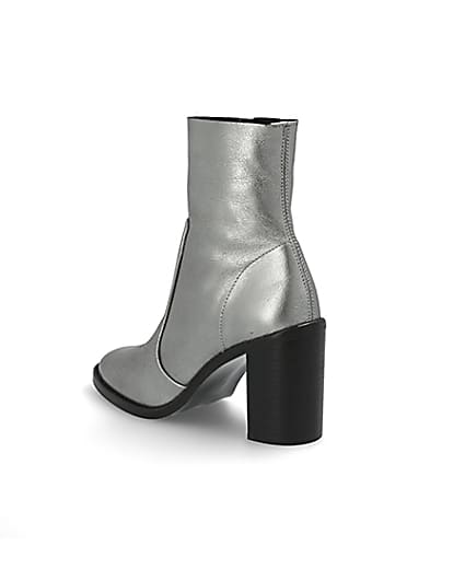 360 degree animation of product Silver leather sock boot frame-6