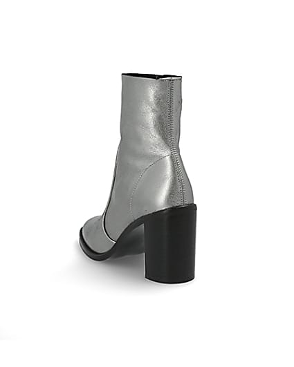 360 degree animation of product Silver leather sock boot frame-7