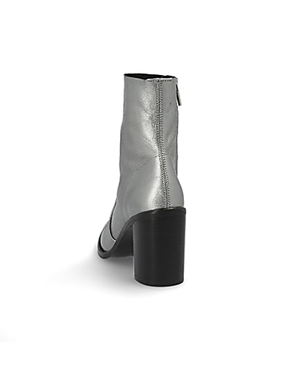 360 degree animation of product Silver leather sock boot frame-8