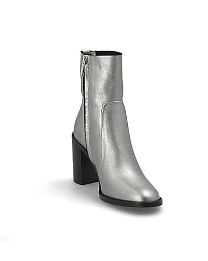 360 degree animation of product Silver leather sock boot frame-19
