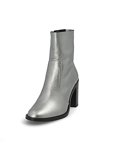 360 degree animation of product Silver leather sock boot frame-23