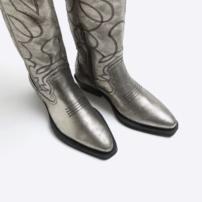 River island sale silver boots