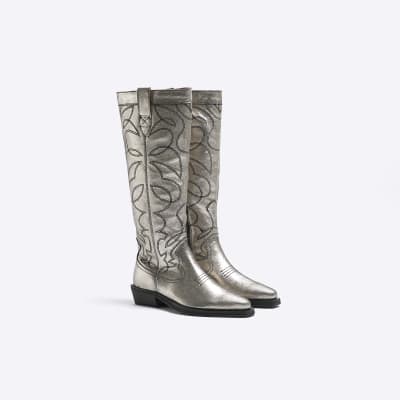 Silver cowboy boots on sale mens