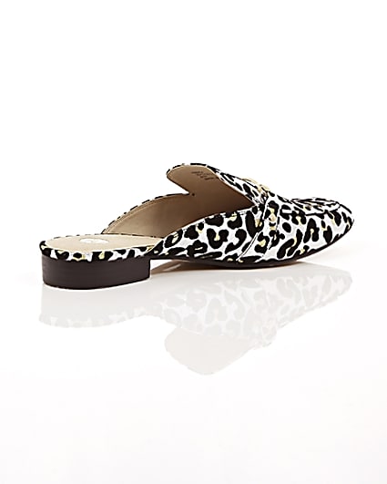 360 degree animation of product Silver leopard print backless loafers frame-12