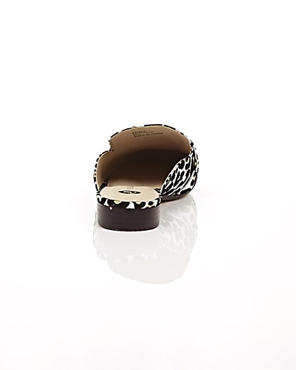 360 degree animation of product Silver leopard print backless loafers frame-15