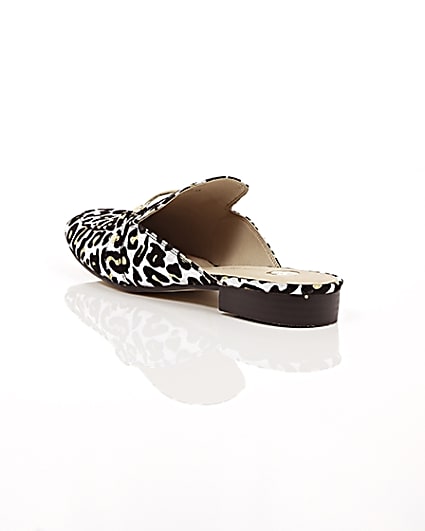 360 degree animation of product Silver leopard print backless loafers frame-18