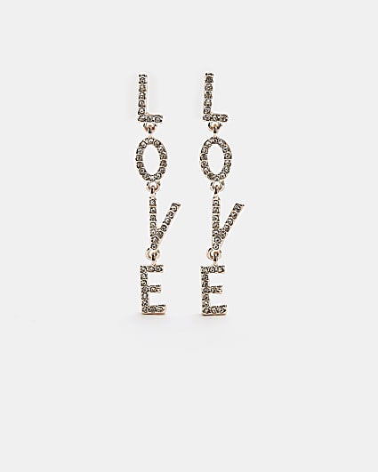 Silver love drop earrings