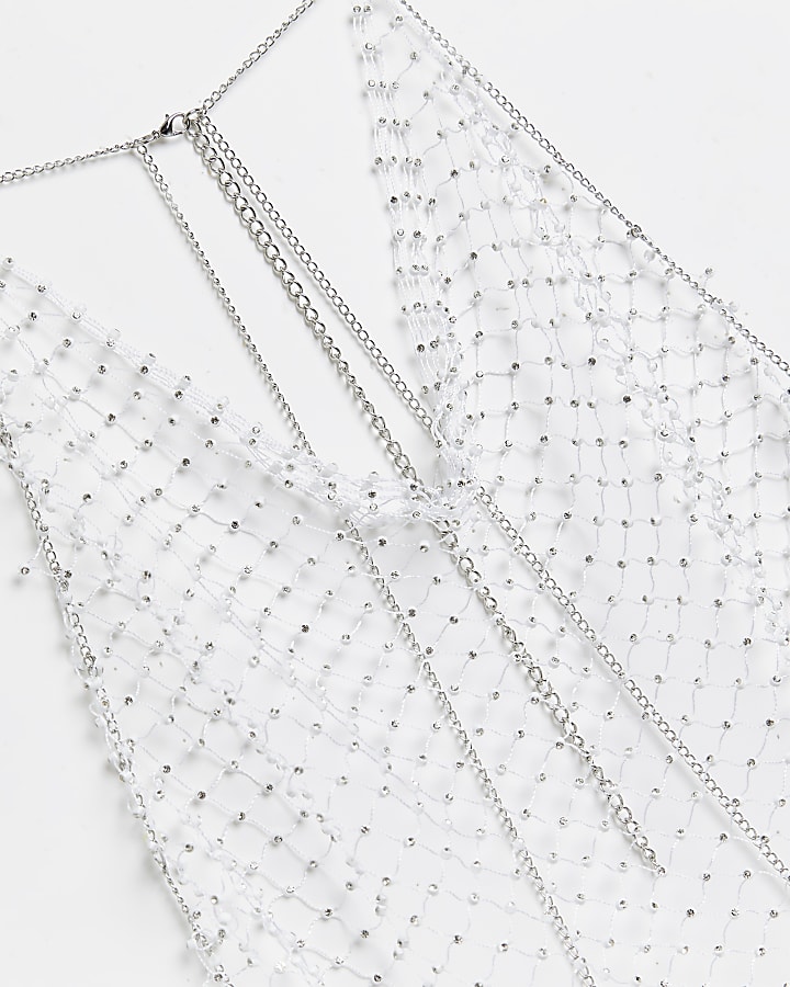 Silver mesh diamante body jewellery