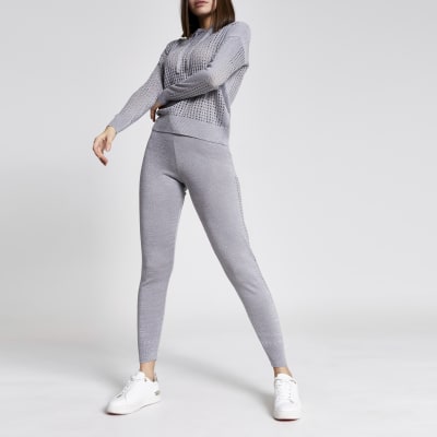 Silver mesh long sleeve knitted hoodie