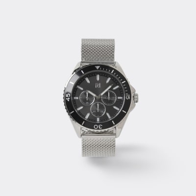 Silver mesh strap watch River Island