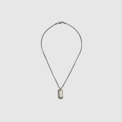 Silver Metal Double Dog Tag Necklace