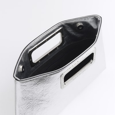 River island silver clutch hotsell