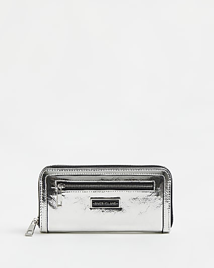 Silver metallic faux leather purse