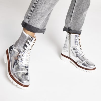 river island silver boots