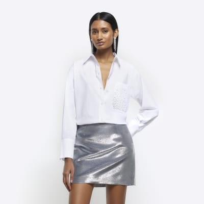 Metallic leather outlet skirt zara