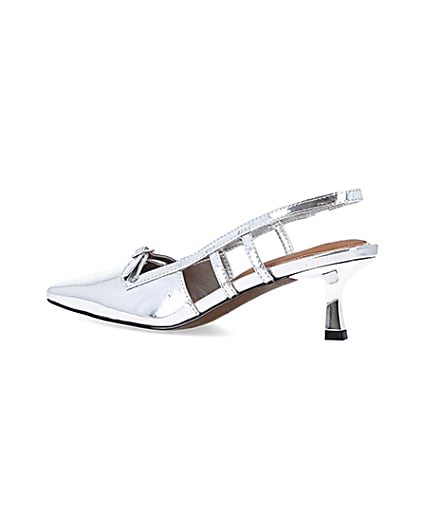 360 degree animation of product Silver metallic slingback court shoes frame-5