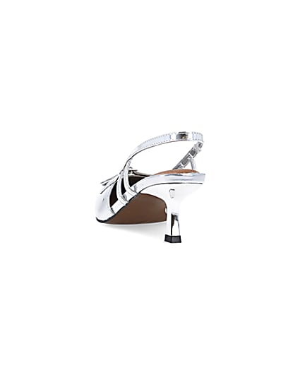 360 degree animation of product Silver metallic slingback court shoes frame-8