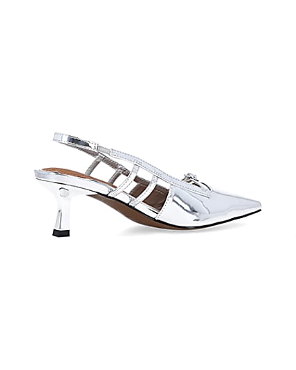 360 degree animation of product Silver metallic slingback court shoes frame-13