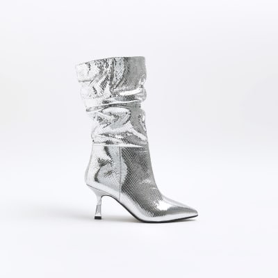 Metallic knee high outlet boots