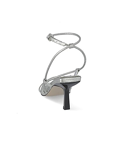 360 degree animation of product Silver metallic square toe midi heel sandals frame-8