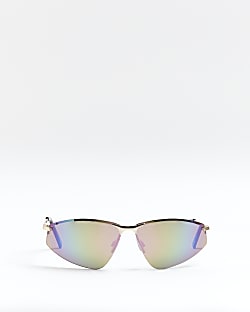 Silver mirrored slim sunglasses