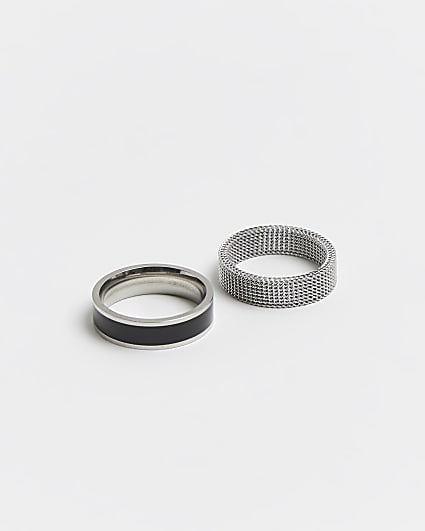 Silver multipack textured rings