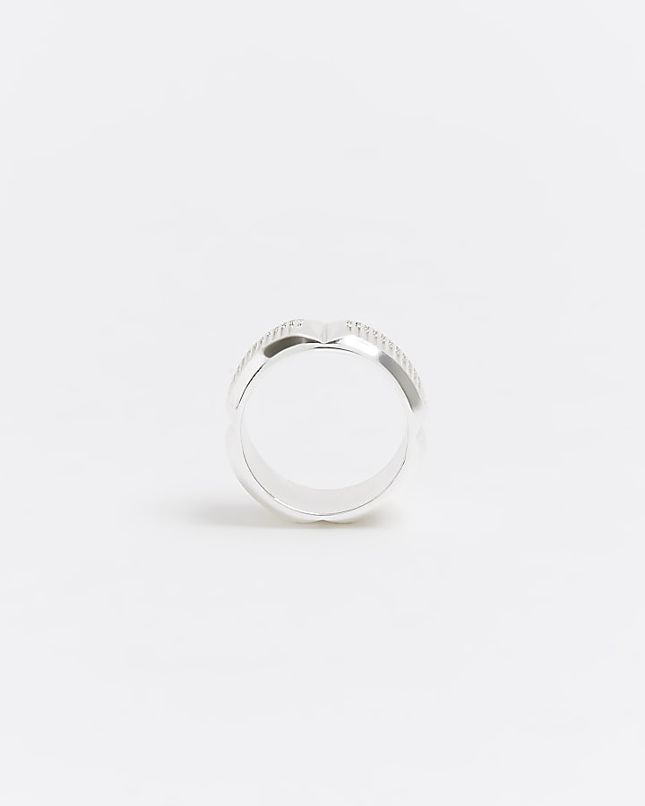 Silver plated engraved ring